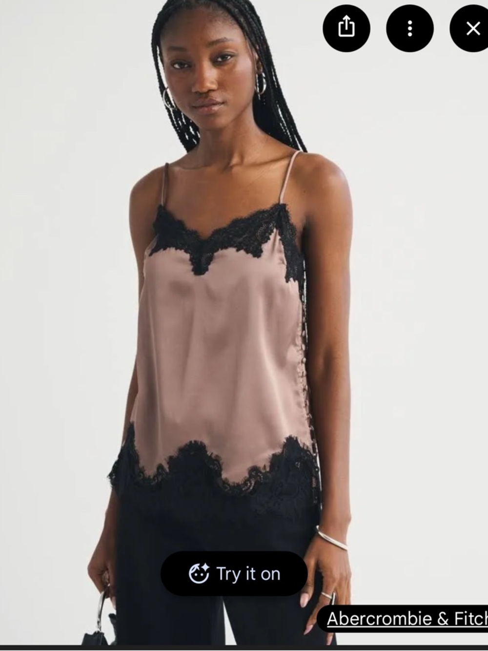 Abercrombie and fitch L brown and black lace tank top 2026 spring